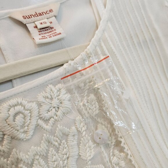 Sundance White Embroidered Dress XS Cream Boho Feminine Peasant NWOT - Picture 4 of 12